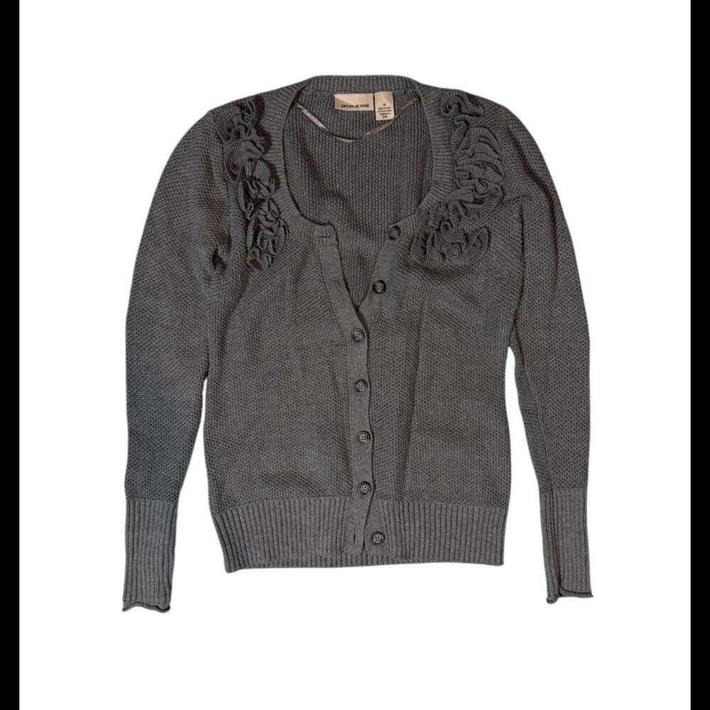 Dkny‎ grey cardigan with black